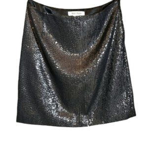 WHBM dark gray fully lined sequin pencil skirt with side zip woman's size 0